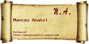 Mancsu Anatol névjegykártya
